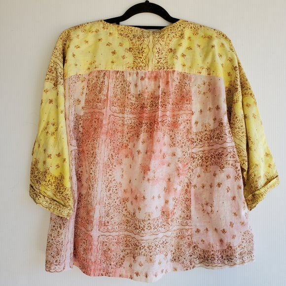 Anthropologie Pilcro Pink Yellow Oversized Top - Picture 5 of 7